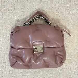 Women's Beige Faux Leather Chain-Handle Purse